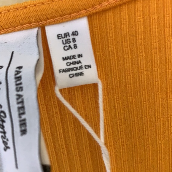 & Other Stories Ribbed Yellow Mini Wrap Dress - Picture 6 of 7